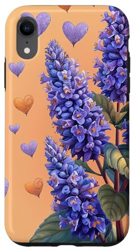 iPhone XR Anise Hyssop Flowers With Hearts Around Boho Style Graphic Case