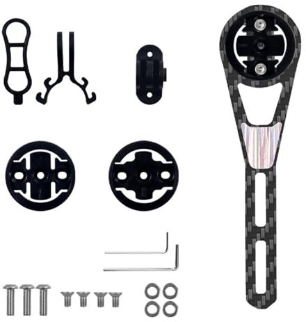 CZMYCBG Mountain Bike Computer Halterung, Multifunktion Leichtgewichtige Carbonfaser Computerhalterung, Fahrrad Stoppuhr Halterung Action Kamerahalterung(Black Long)