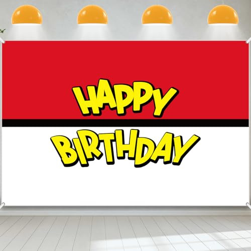 SAVITA Toile Fond Rouge et Blanche pour Happy Birthday, Bannière Photographie 1,5 x 1m Décoration de Fête pour Baby Shower Anniversaire Garçon ou de Fille