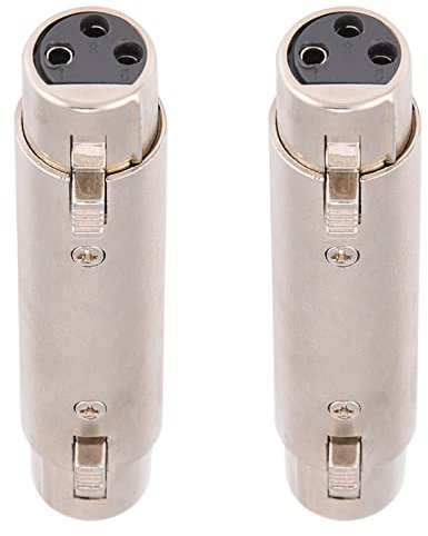 XUXHOU Ad Alta conduttività Xlr Adattatore Femminile a Femmina, Connessione in Lega Avvelenante -zinc per Microfoni, Giocatori e Lampade da Palcoscenico, 2 Pezzi
