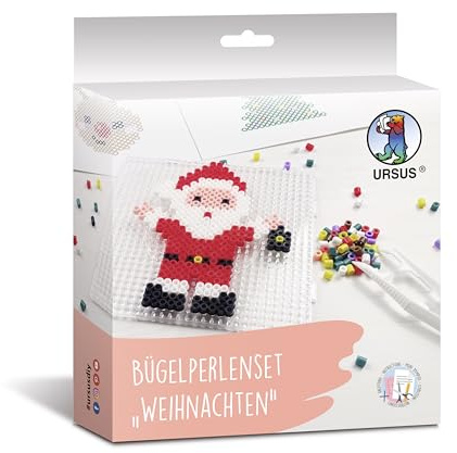 Ursus 3941 00 05 - Set de Perles à Repasser Noël, 2000 Perles, 5-10 Motifs, Set de Bricolage DIY à enficher, créer des Images en Perles & Les Faire soi-même, Plaisir créatif à partir de 3 Ans