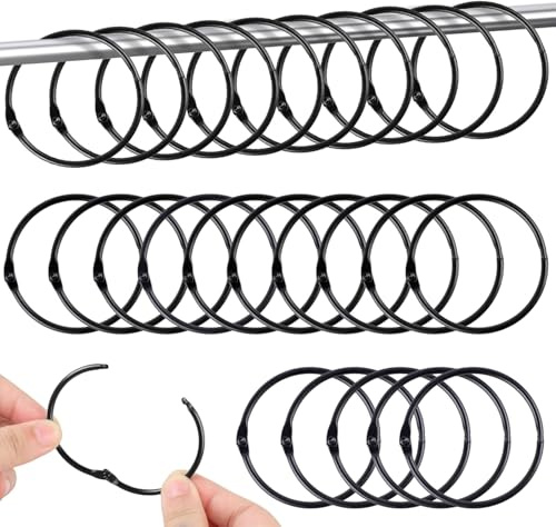 45 Stück Vorhangringe Metall, 50mm Gardinenringe zum Öffnen, Duschvorhang Ringe (Schwarz)