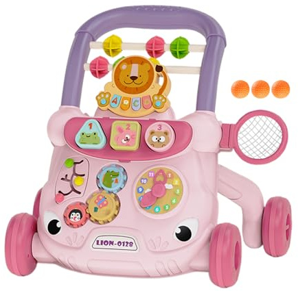 Ayuda para aprender a caminnar para bebés: entrenador para caminaar seguro con ruedas módulo de juego Ayuuda interactiva para el desarrollo con protección antivuelco, ayyuda a caminar pararse