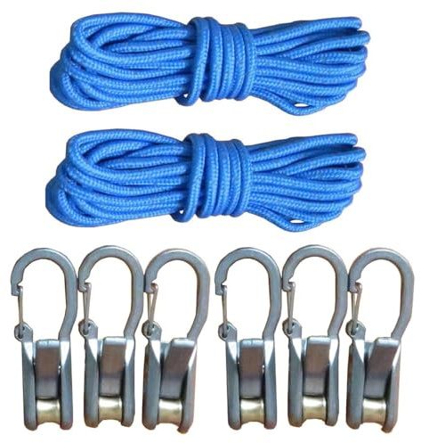 Rope with Roller Tensioner for Easy and Secure Tying, 6-Pack Paracord Adjusters,Easy Pull Release Adjuster for Camping, Boating & Home Tie-Down