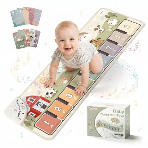Leksak från 1 år, babyleksak, pianomatta, musikmatta med 9-knappars klaviatur samt inspelnings- och uppspelningsfunktion, presenter 1 2 3 år för flickor och pojkar