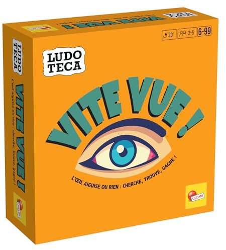 Lisciani - Ludoteca Vite Vue - Jeu d’Observation et de Rapidité pour Enfants dès 6 Ans - Jeu de Société Famille - Ambiance Visuel et Concentration - 167 Tuiles Illustrées - 2 à 5 Joueurs