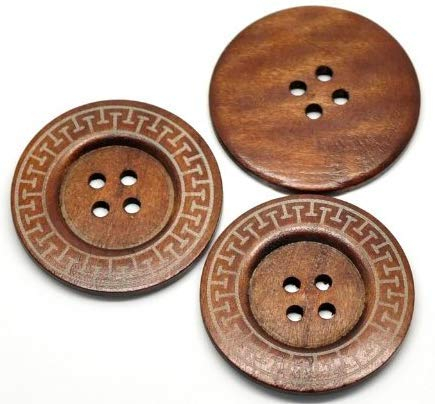 Handarbeit-Lieblingsladen 10 Stück Premium Holzknöpfe rund braun, 60mm, 4 Löcher Knopf Knöpfe