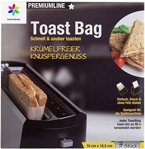 Sunmondo 6x Toastbag - Die Backpapier Tasche für den Toaster - Spüler geeignet, bis zu 50x verwendbar