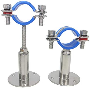 Edelstahl Höhenverstellbare Rohrschelle - Wand/Deckenmontage für 38mm bis 40mm Rohre, Schwerlast Rostfreie Rohrhalterung mit Befestigungsmaterial, 2er Set