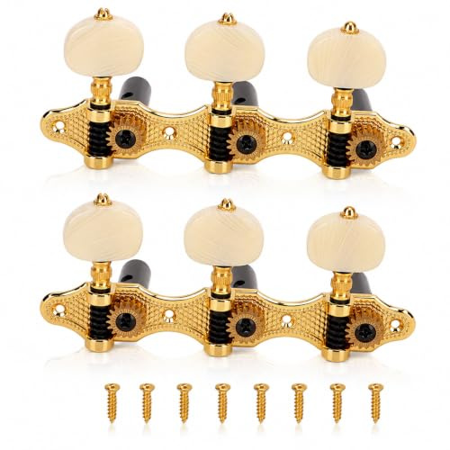 Lot de 2 Mécaniques D'accordage pour Guitare Classique avec 8 Vis, Chevilles D'accordage 3L3R, Mécaniques à Échelle de Dragon Rapport 1:18 Chevilles D'accordage en Acier pour Guitariste