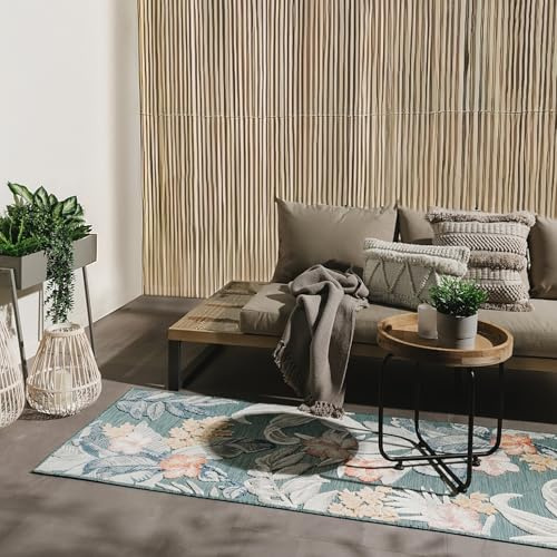 benuta Basic In- & Outdoor Teppich Flora - Mehrfarbig 80x250 cm - Florales Design - Wetterfest & UV-beständig - Für Balkon, Terrasse, Garten - Küchenteppich & Wohnzimmerteppich - Pflegeleicht Robust