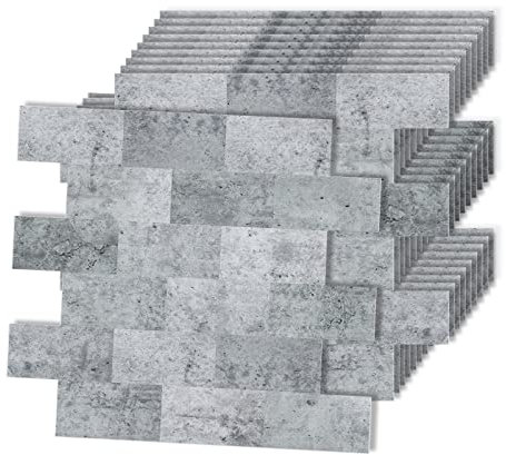 FIVMEN Fliesenaufkleber 34x29cm Klebefliesen Küchenrückwand Selbstklebende Vinyl Fliesen Wasserdicht Spritzschutz Wandfliesen Fliesenfolie für Küche Bad Deko, 10 Stück Typ E