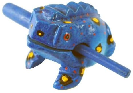 Frog guiro 4 inches wood block musical instrument Percussion Musical Instrument Perfect size Natural Wood Güiro Frog (Blue)