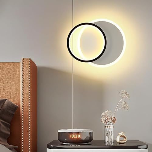 ELINKUME 20W LED-vägglampa Inomhus, 3 Färgjusterbar 3000K/4000K/6000K, Modern Rund Dekorativ för Sovrum, Vardagsrum, Trapphusbelysning