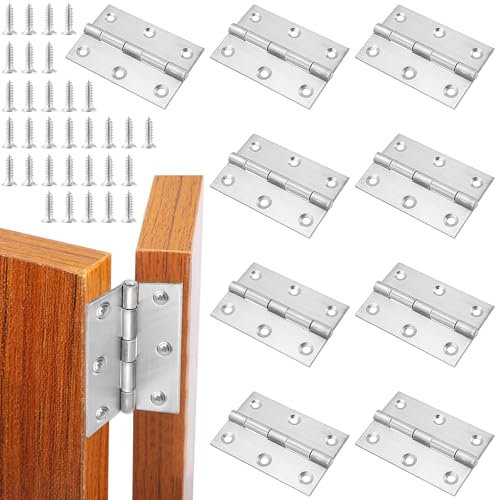 YIXNSW 10 Stück Edelstahl Scharniere, 75 x 50 mm Silbrig Klappbare Scharnier, Robust Metall Türscharniere mit Schraube für Innen Außenbereich Türen, Fenster, Schränke