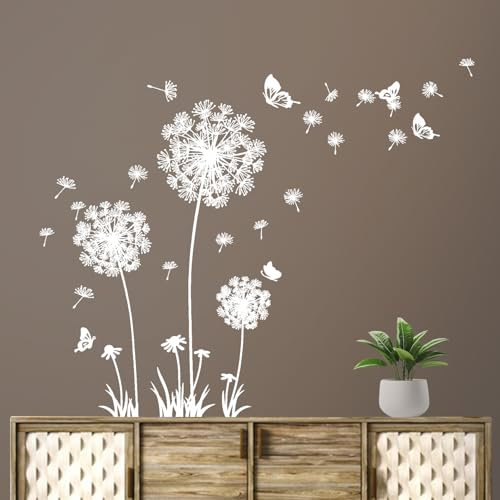 Wandtattoo Pusteblume, Löwenzahn Wandsticker, Pusteblume Wandtattoo, Blumen Wandaufkleber Wandtatto Blumen Wandaufkleber Schlafzimmer für Küche Bad Flur Fenster Tür