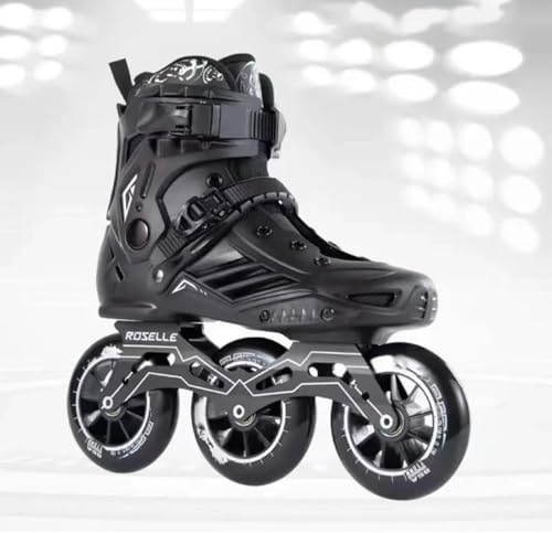 MHXZKHL Patins à roulettes 3 Roues, Patins à Roues Alignées Professionnels pour Hommes Et Femmes avec Chausson Amovible Et Lavable, Patins De Vitesse Haute Performance pour Adultes(43,Black)