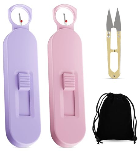 TZQFROCE Lot de 2 séparateurs de couture avec loupe - Séparateur d'ourlet Seam Ripper - 2 en 1 - Pour machines à coudre - Aiguille - Aide à l'enfilage pour couture, bricolage, accessoires de couture