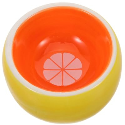 ibasenice Bol Céramique pour Petits Animaux Orange Robuste et Stable Polyvalente pour Hamster Lapin Gerbille et Hérisson Design Élégant Facile à Nettoyer