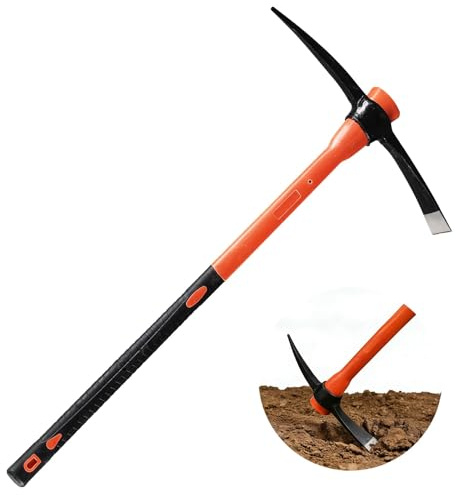 DAKEPOLE Pioche 2,3 kg, pioche avec manche en fibre de verre de 91 cm – Pour sols pierreux, creuser, désherber et travaux de construction
