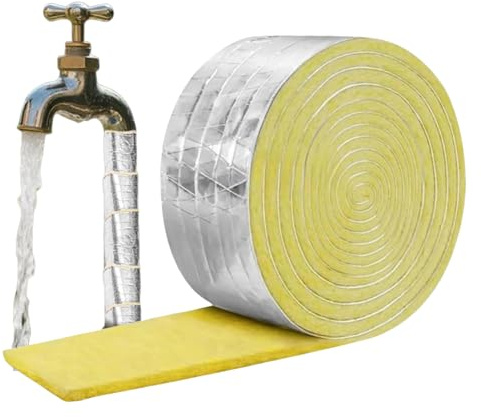 Involucro Isolante Per Tubi - Isolamento Termico E Acustico In Feltro Di Lana Di , Rivestito In Foglio Di Alluminio | Avvolgitubo Autoadesivo HVAC Per Casa, Soffitta, Cantina, Tetto, Parete, Aria