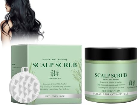 Exfoliante de cuero cabelludo de romero, 100 g exfoliante del cuero cabelludo cuidado del cabello con cepillo de masaje exfoliante cuero cabelludo exfoliante natural Scrub Tratamiento capilar para