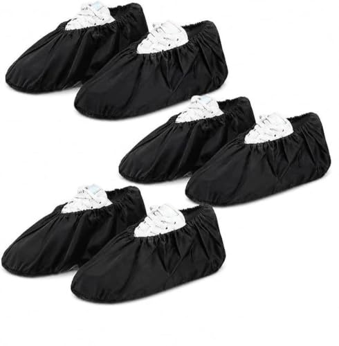 Livawnd 3 Pairs Reusable Waterproof Shoe Covers, Slip Resistant Boot Covers with Elastic Band, Machine Washable Dustproof Overshoes for Indoor Floor Carpet Protection & Outdoor Use, Black