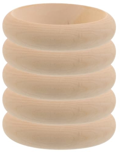 BUTIFULSIC 5 St Träarmband för Kvinnor Ofärdiga Träbågar Innerdiameter Släta Cirklar för DIY Målning Makramé och Handgjorda Smycken Multifunktionella Träarmband för Kreativt Hantverk