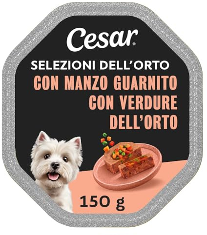 Cesar Sélections du potager Nourriture pour Chien avec Bœuf avec Coeur de Légumes du Jardin 150 g - 14 Pots, Mix 150 g (Lot de 1)