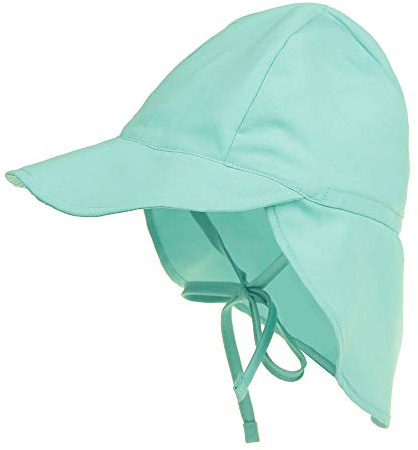 LACOFIA Baby solhatt med band och nackskydd, barn, strandmössor, småbarn, sommar, visir, keps, B-himmelblå, 2-5 År