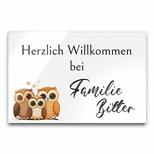 Edles Türschild mit Namen für die Haustür | Namensschild Briefkasten-Schild selbstklebend oder mit Bohrlöcher Klingelschild mit kratzfestem UV Druck | Größe ab 9x6 cm bunte Türschilder