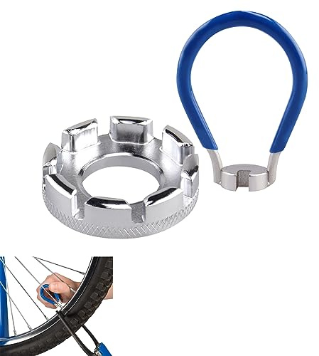 Gunwon 2 Pcs Bicycle Spoke Wrench Tool, Spoke Key Spanner 6 in 1, Bicycle Wheel Spoke Truing Tool for Bike Wheel Cycle Wrench 10-15 Gauge for Adjust Cycling Wheel Tension(Silver+Blue)