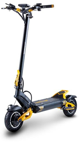 VSETT Trottinette Electrique 10 Plus Pro, 2 Moteurs 1400W, Autonomie jusqu'à 180km, 25 KM/H, Ecran LED 5x5, Tout Terrain, Noir et Jaune