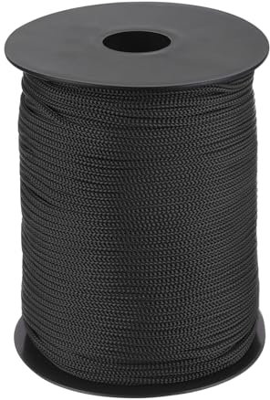 sourcing map 3mm Polypropylene Rope Braided Ropes, 100m Nylon Rope Hollow Utility Cord for Clothesline, Camping, Hiking, Outdoor, Black