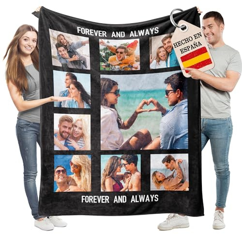 Easycosy Regalo Dia de la Madre, Manta Personalizada con Foto y Texto-280 g/㎡, Manta sofá y Cama, Manta Personalizada Cuadros de Franela Ultra Suave, Idea Regalo para Mamá, Parejas, Hecho en España
