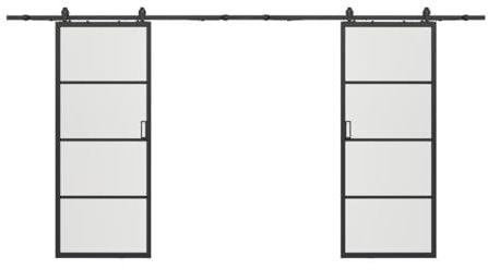 Sinca II - Puerta corredera doble con sistema de aplique - aluminio y vidrio templado esmerilado - 2 x H205 x L63 cm