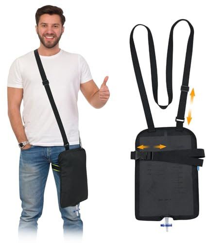 Sacca catetere urinario Sacche Ostomy Sacche coperchio catetere esterno Supporto gambe orinatoio Carrozzina cura delle vie urinarie con tracolla regolabile per casa, viaggio, sedia a rotelle, letto
