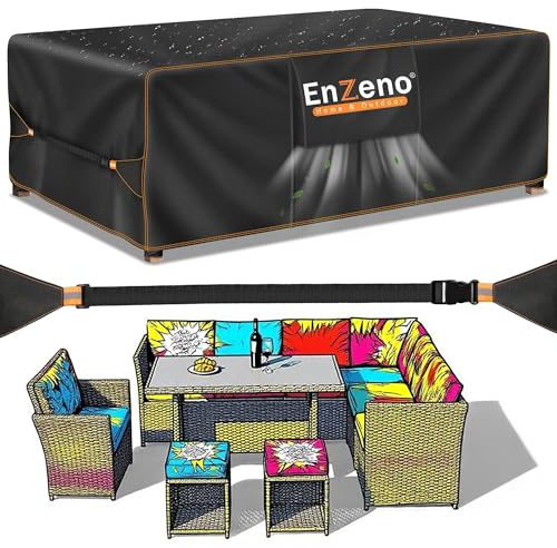 Enzeno Cubierta para Muebles de jardín, Impermeable, Lona para Muebles de jardín, Lona Oxford para Muebles de jardín, Resistente al Invierno, 180 x 150 x 90 cm