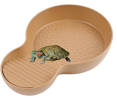 QINGYIWL Vasca da Bagno per Tartarughe, Piatto per Acqua per Tartaruga con Rampa, Ciotola per Acqua per Rettili (26,5 × 18 × 4,2 cm)