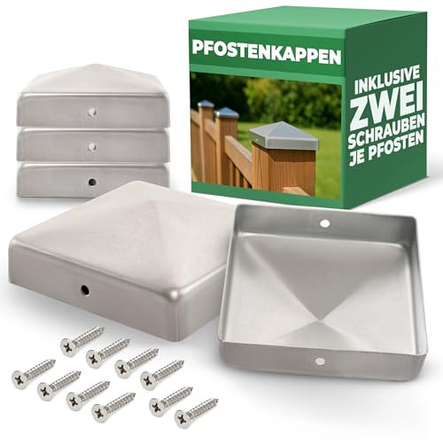 Novatool 5 Stück Pfostenkappen 71x71mm verzinkt mit Schrauben, Pfostenabdeckung Pfostenkappe 7,1cm Holzpfosten Zaunpfosten Abdeckung Abdeckkappen Abdeckkappe Zaunkappe Zaunkappen Pfostenschuhe