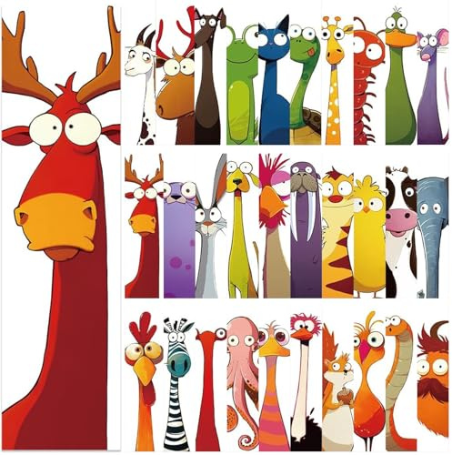 Bookmarks for Kids – 30 Funny Animal Christmas Bookmarks, Reading Reward Stickers & Advent Calendar Fillers for Boys and Girls Ages 3-12
