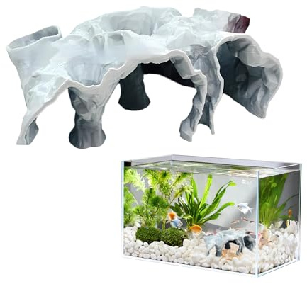 Fish Hideouts for Aquarium, Aquarium Underground Tunnel Cave, Landscape Decoration Hideaway for Reptile Betta Cory Guppy Small Cichlid