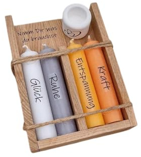 Geschenkset Kerzen, Weiß, Grau, Gelb, Orange