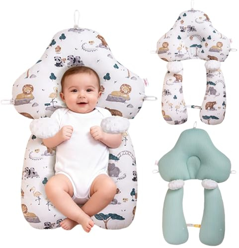 KBIBCK Lagerungskissen, Kopfstützkissen Gegen Plattkopf, 65 x 42 cm Positioning Pillow U Form, Verstellbare Lagerungshilfe für Kopf und Körper, Waschbar