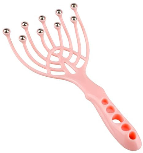 Hopzab Scalp Massager, Handheld Roller Ball Head Massager for Stress Relief & Hair Growth, Deep Relaxation, Scalp Comb for Deep Pressure Relief(Pink)