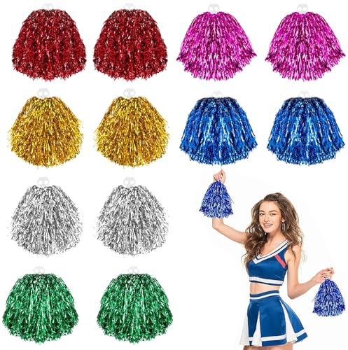 NiceNaiils 12 stycken blå cheerleading-pom-poms, lämpliga för sportevenemang, bollspel, dans och karnevalsfester