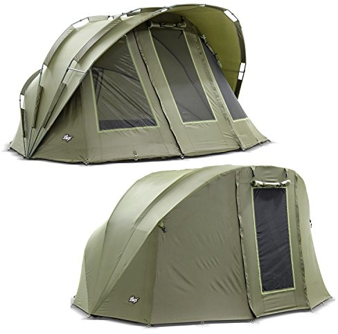 Lucx Bobcat Bivvy Angelzelt für 1-2 Mann - wasserdichtes Karpfenzelt mit Überwurf (Winterskin), herausnehmbarer Bodenplane & 10.000 mm Wassersäule