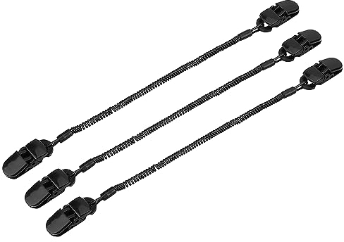 Tbest Hat Retainer Clip, Hut Halter Clips Segeln Clips, 3pcs Schwarze Kappe Halter Hut Clip für Angeln Bootfahren Segeln Bekleidung Keeper Halter Coiled Cord