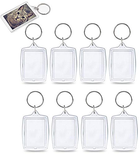 KINDPMA - Llaveros para fotos (25 unidades, acrílicos, llaveros de fotos personalizados, rectángulo, regalo para el día de la madre, para insertar fotografía, bricolaje, Halloween, Navidad, San