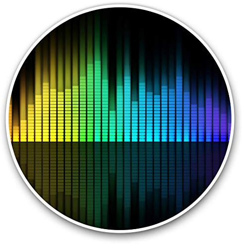 Adesivi in vinile (set di 2) 10 cm, equalizzatore musicale DJ band Teen decalcomanie per laptop, tablet, bagagli, album di ritagli, frigoriferi, 8878